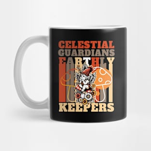 Celestial Guadians, Earthly Keepers Cute Cherubim and Mushroom Design Mug